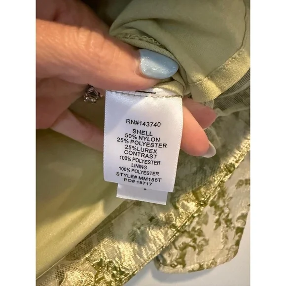 NWT Hyacinth House Tuckernuck Size XS Gold Green Jacquard Floral Metallic Blouse - Picture 6 of 14